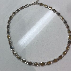 Sterling Silver Tiger Eye Stone Choker Necklace